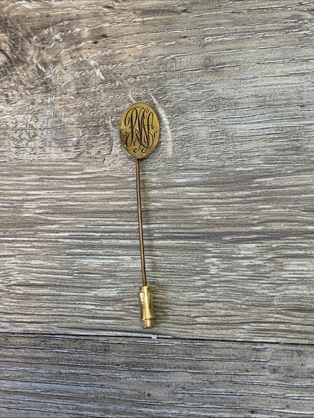 Vintage Gold-Tone Monogram Stick Pin - Elegant Women's Accessory